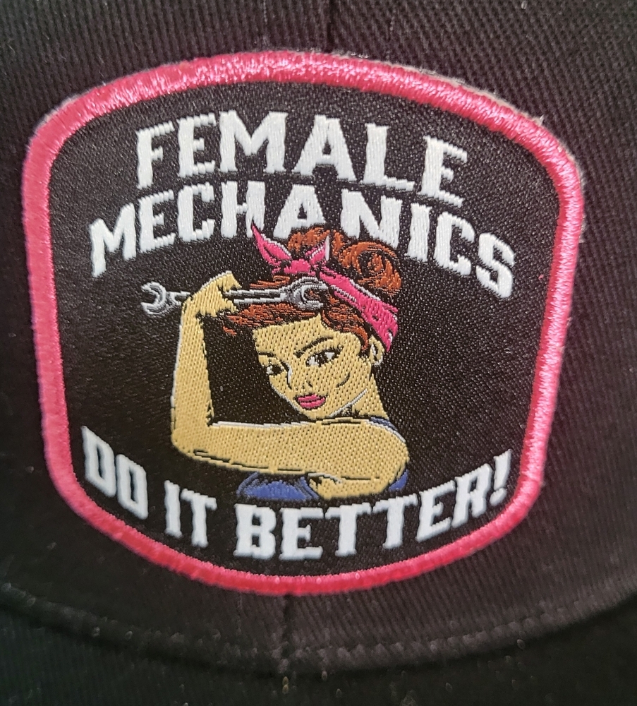 Black Cap with Sexy Female Mechanic Graphic